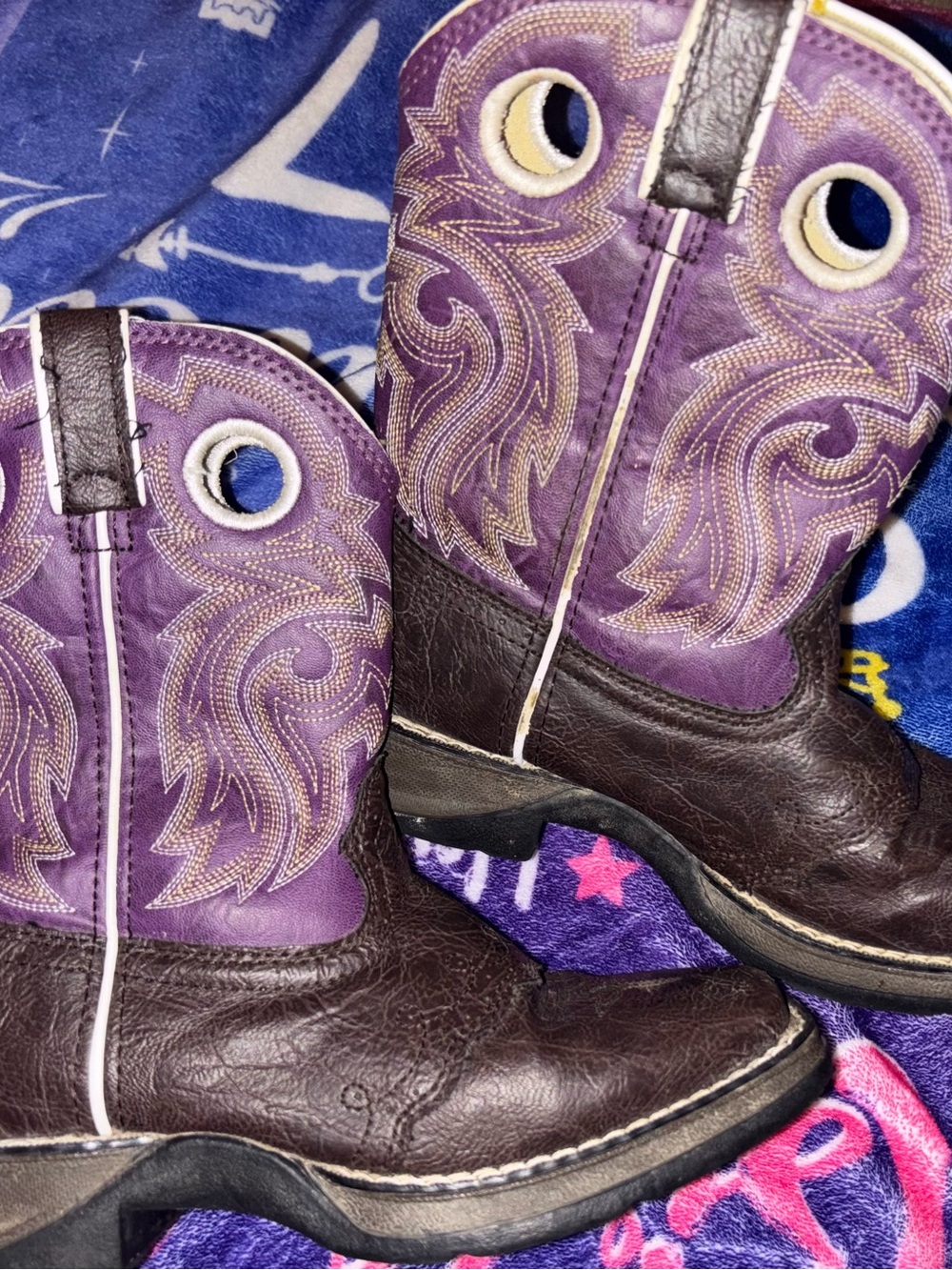 Durango cowboy boots Girls size ~3.5~ Purple and brown!